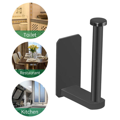 VAEHOLD Self Adhesive Toilet Paper Holder Kitchen Washroom Adhesive Toilet Roll Holder No Drilling for Bathroom Stick on Wall Stainless Steel Brushed Black