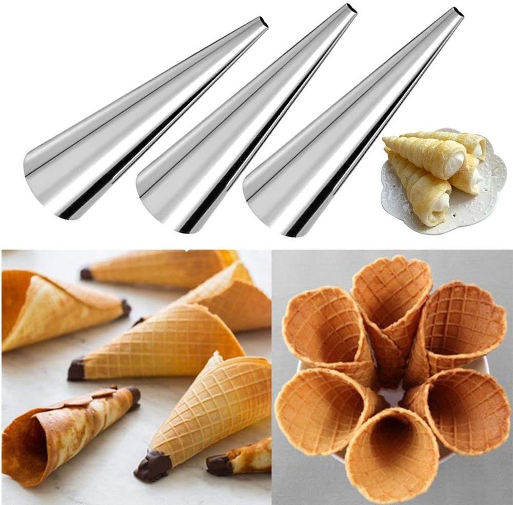 Skiennix Large Cream Horn Molds - 20-Pack Stainless Steel Ice Cream Mold Tubes