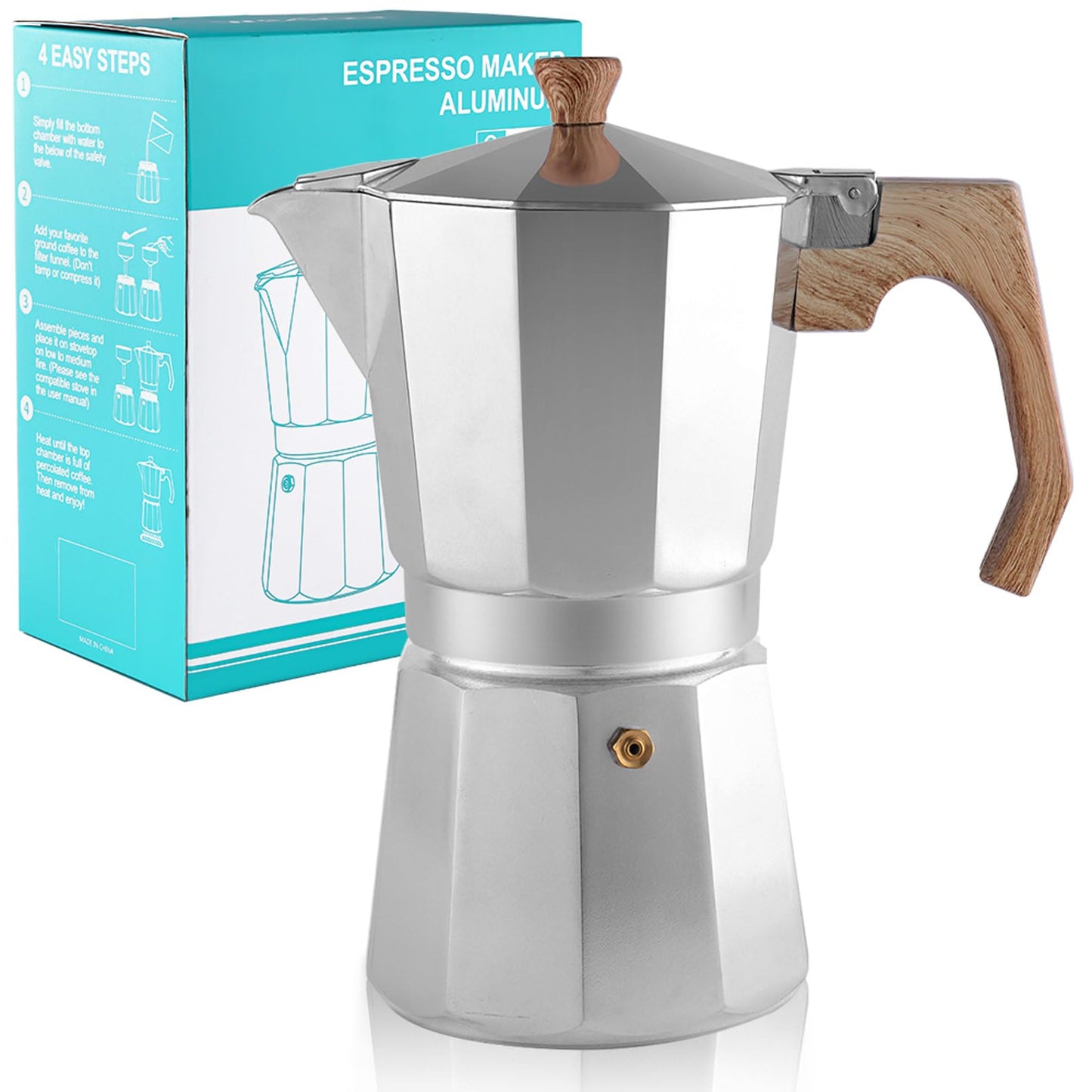 wedrink Stovetop Espresso Maker Aluminum Moka Pot 9 Espresso Cup-15.2OZ Cuban Coffee Maker Stove top Coffee Maker Moka Italian Espresso