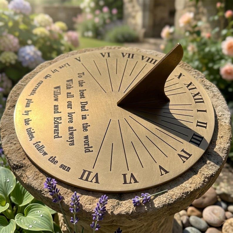 Personalised Brass Garden Sundial Clock 10 Inch – Custom Engraved Outdoor Roman Numerals
