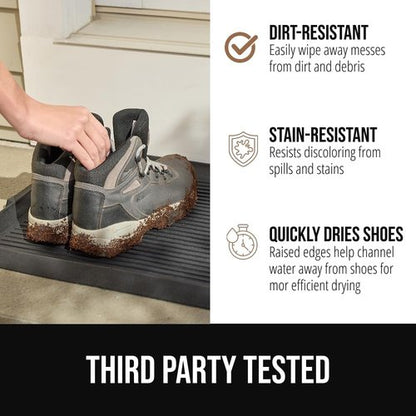 Gorilla Grip Boot Tray - Waterproof Natural Rubber Indoor/Outdoor Mat with Raised Edges | 24x16 Black