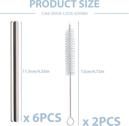 Owala Stainless Steel Straw Set - 8 Replacement Straws for 12oz & 15oz Tumblers | Includes 2 Cleaners