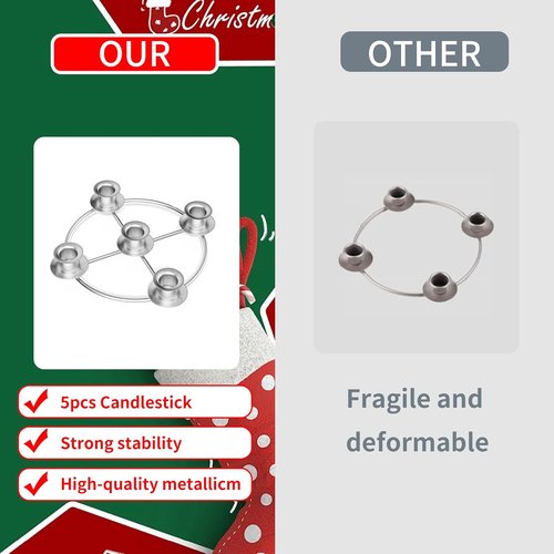 Advent Wreath Candle Holder - Elegant Silver Design for Tapered Advent Candles | Perfect for Christmas Decor