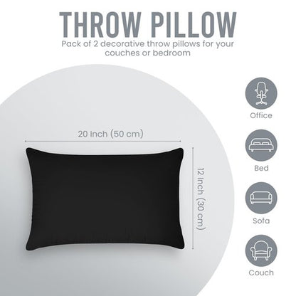 Utopia Bedding 12x20 Pillow Inserts, Set of 2, Black – Indoor Decorative Throw Pillows for Bed, Sofa & Couch – Soft, Supportive & Fluffy Cushion Inserts