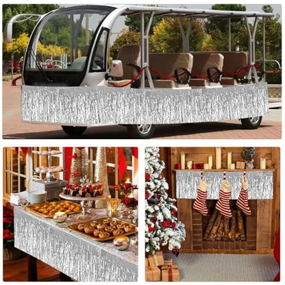 Silver Fringe Garland Banner 3 Pack 30ft Wall Tinsel Streamers for Party Decor