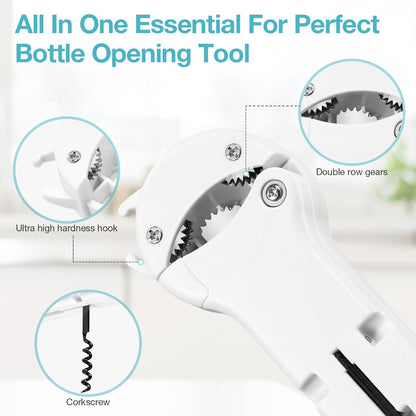Skiennix 7-in-1 Jar Opener for Seniors - Magnetic Adjustable & Easy-Grip Kitchen Gadget (Off-White)