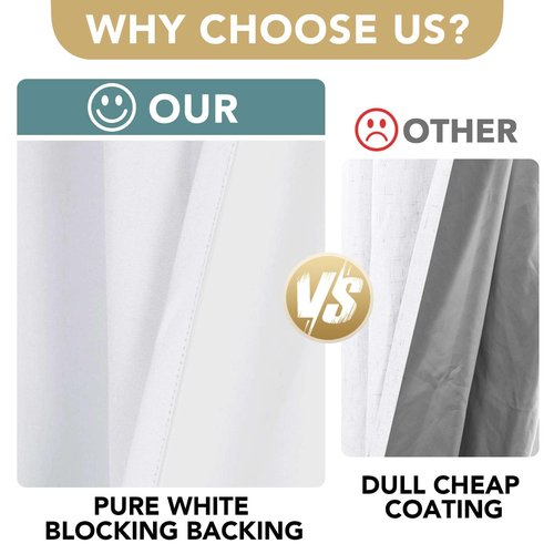 H.VERSAILTEX 100% Blackout Curtains for Bedroom Thermal Insulated Linen Textured Curtains Heat and Full Light Blocking Drapes Living Room Curtains 2 Panel Sets, 52x84 - Inch, Pure White