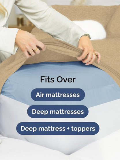 Extra Deep King Fitted Sheet - Hotel Luxury Single Fitted Sheet Only - Easily Fits 18 inch to 24 inch Mattress - Ultra Soft, Wrinkle Free with Extra Deep Pockets - Breathable & Comfy - Heathered Tan