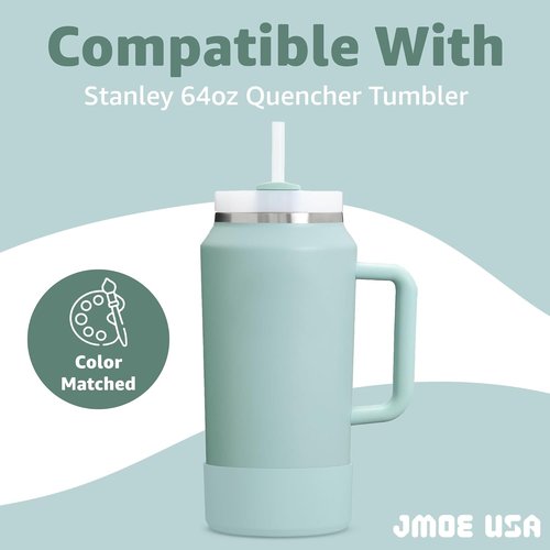 Jmoe USA Boot for 64oz Stanley Quencher H2.0 Tumbler - BPA Free Silicone Sleeve Protector | Seafoam Color