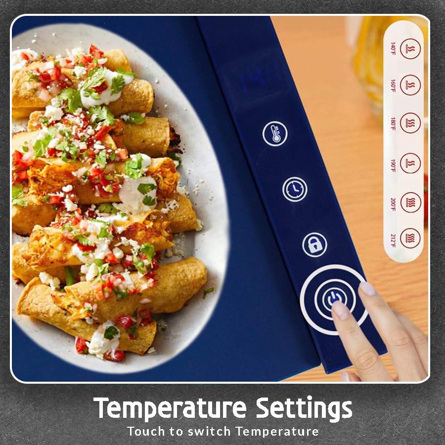 Tailgate Heroes Premium Electric Food Warming Mat - Extra Large Silicone Warming Mat for Food with Adjustable Heat & Timer, Sturdy Design, Fast Heating, Portable Roll Up Warming Mat