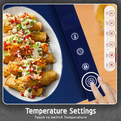Tailgate Heroes Premium Electric Food Warming Mat - Extra Large Silicone Warming Mat for Food with Adjustable Heat & Timer, Sturdy Design, Fast Heating, Portable Roll Up Warming Mat