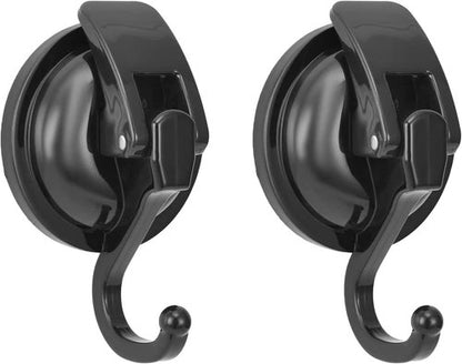 Heavy Duty Vacuum Wreath Cup Hook - Super Suction Black-Plated Design | 2 Pack for Kitchen & Bathroom