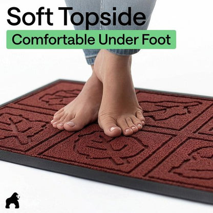 GORILLA GRIP 100% Waterproof All-Season WeatherMAX Doormat 35x23, US Designed Natural Rubber, Stain and Fade Resistant, Low Profile Indoor Outdoor Door Mats, Easy Clean Patio Mat, Burgundy Leaves