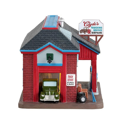 Lighted Village Building Clyde's Trucking Service & Repair - Lemax