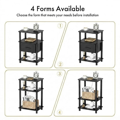 Nightstand with Charging Station - Black, 15.8 W x 11.8 D x 24.4 H (Variation: Black+Charging Station)