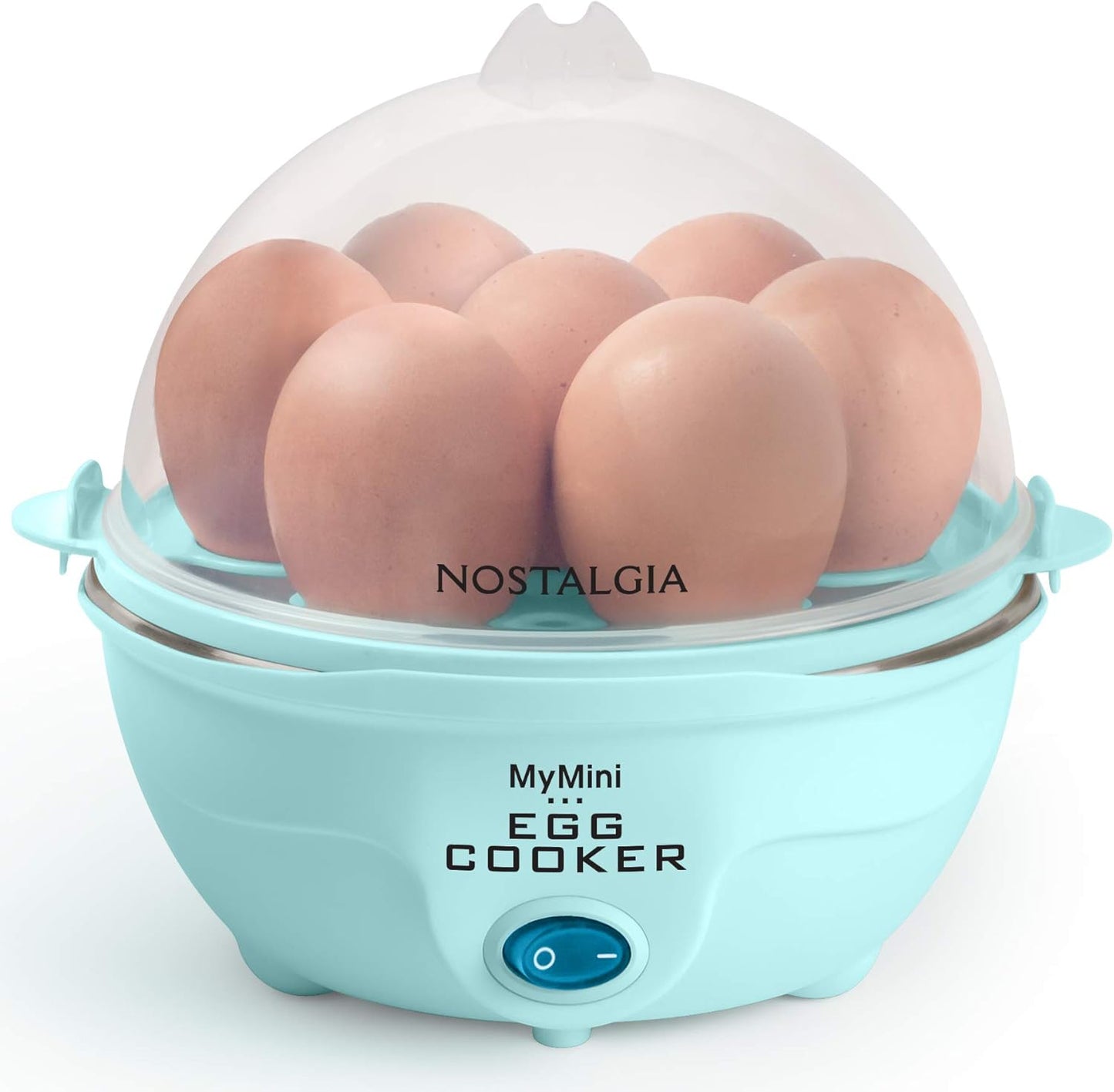 Nostalgia Retro Egg Cooker - Large Capacity for Hard-Boiled, Poached, and Scrambled Eggs | Aqua Finish