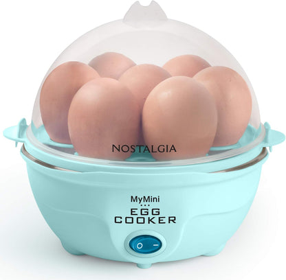 Nostalgia Retro Egg Cooker - Large Capacity for Hard-Boiled, Poached, and Scrambled Eggs | Aqua Finish