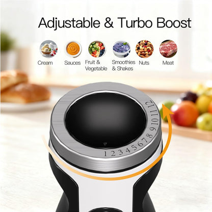 MegaWise Pro Hand Blender - Versatile 5-in-1 Kitchen Tool | Sleek Black Design, 2025 Model