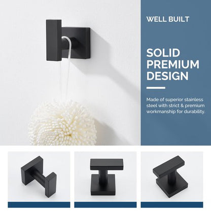 Angle Simple Towel Hook for Bathroom, Stainless Steel Hand Towel Coat Hook for Wall, Matte Black