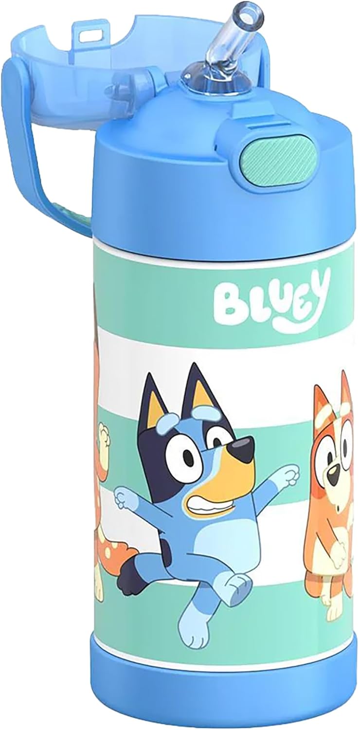 THERMOS FUNTAINER Water Bottle - 12 Ounce Kids Stainless Steel Vacuum Insulated - Bluey Design