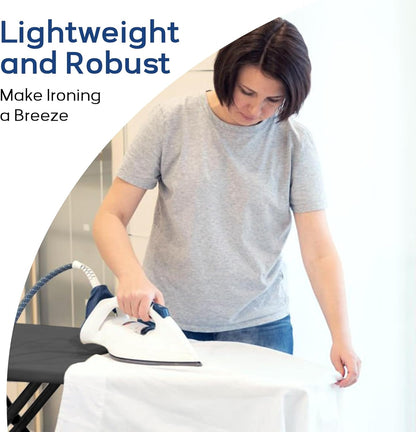 RAINHOL Ironing Board - Compact Full-Size Design with Iron Rest & Heat-Resistant Pad | 43x13 Inches, Black