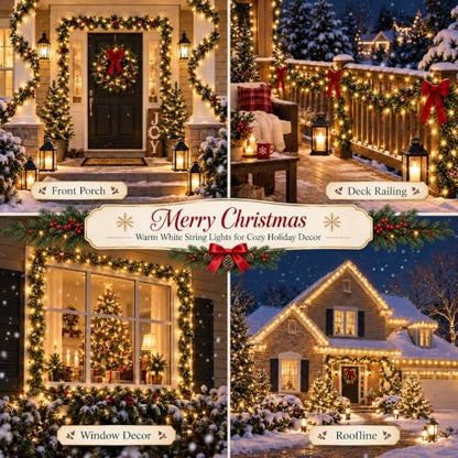 Connectable 2-Pack 164ft 400 LED Christmas String Lights Warm White with 13 Modes