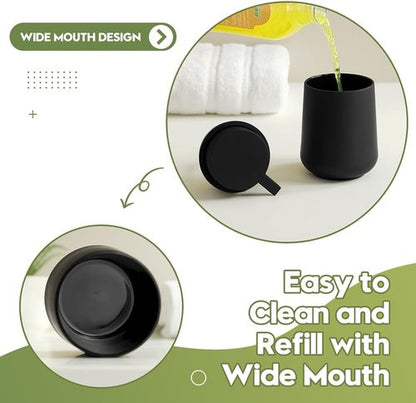 Matte Black Liquid Hand Soap Dispenser - 11 oz Refillable Plastic for Modern Bathroom & Kitchen