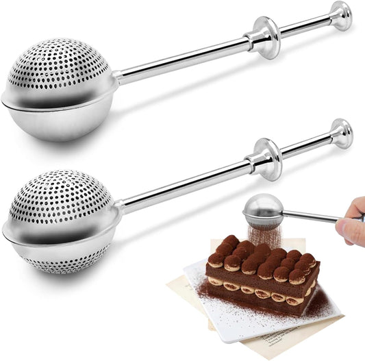 SENHAI 2 PCS Stainless Steel Flour Sifter - Perfect for Baking & Powdered Sugar Shaking | Half-Hole & Full-Hole Design