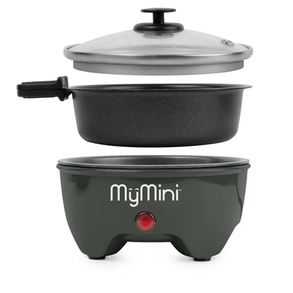 MyMini 5-inch Noodle Cooker & Skillet Electric Hot Pot, Compact Non-Stick Appliance for Ramen, Pasta, Stir Fry, Eggs, Pancakes, Dorms, RVs, Portable with Cool-Touch Handle & Preheat Indicator