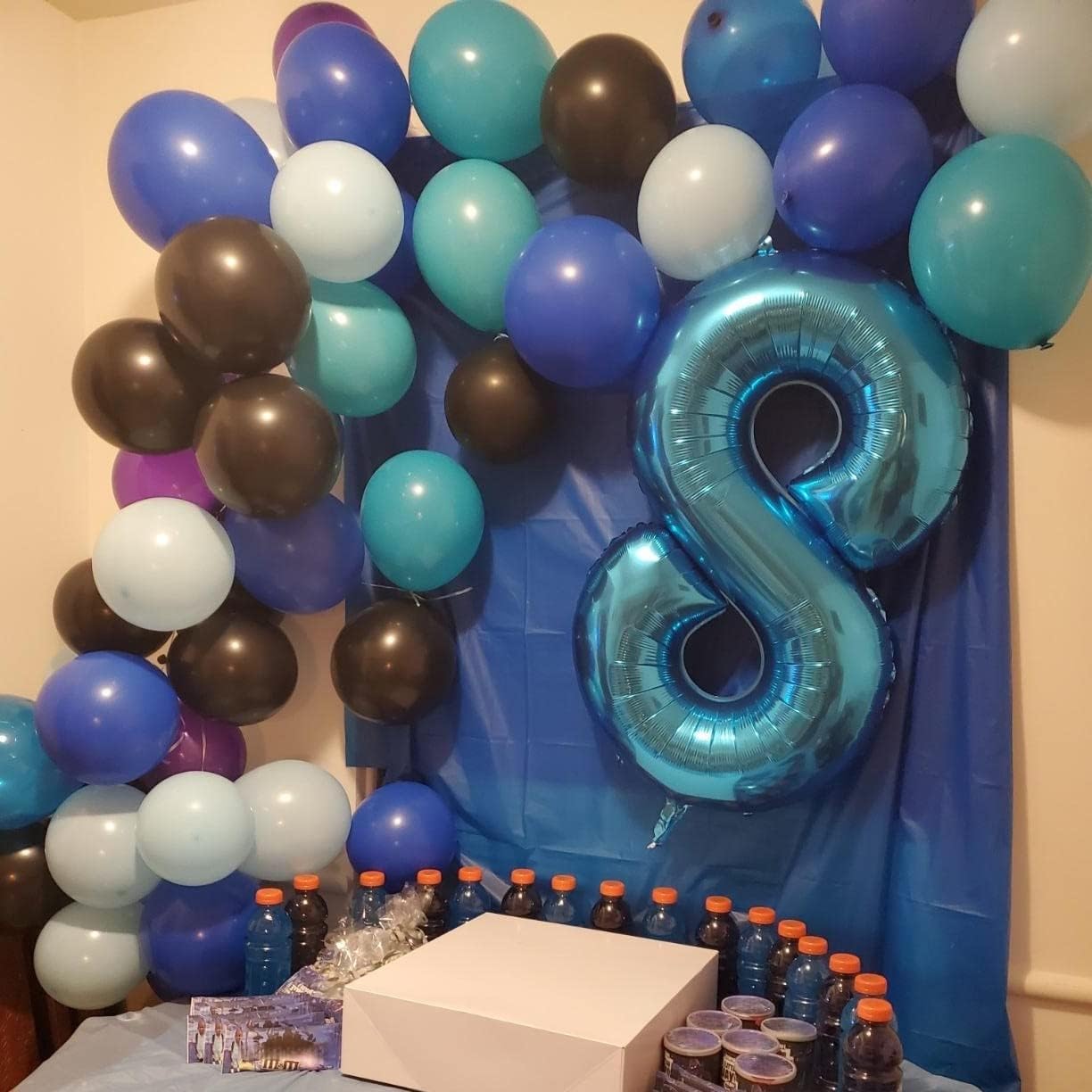 Blue Foil Balloon Number 8 - 40'' Giant Self-Inflating Helium Balloon for 8th Birthday & Graduation Celebrations