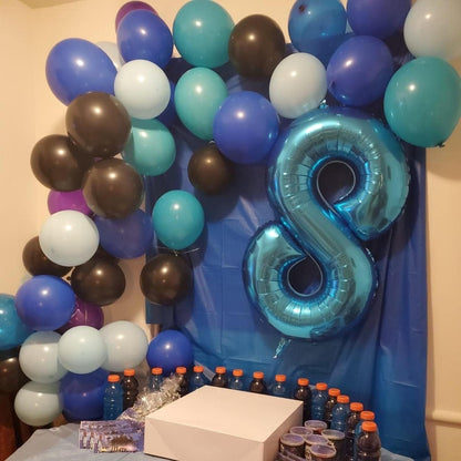 Blue Foil Balloon Number 8 - 40'' Giant Self-Inflating Helium Balloon for 8th Birthday & Graduation Celebrations
