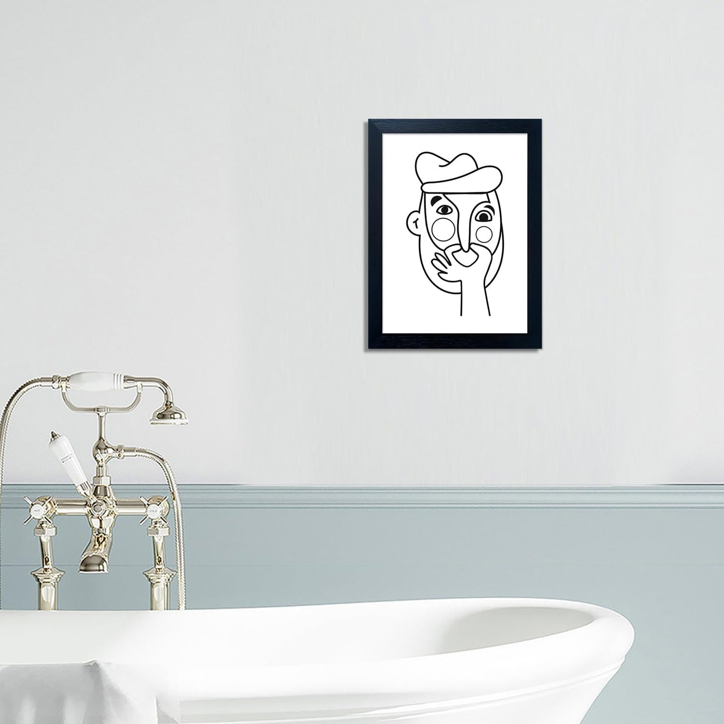 Regine Switzerland Funny Bathroom Wall Art - Modern Minimalist Canvas Print | Black & White Decor