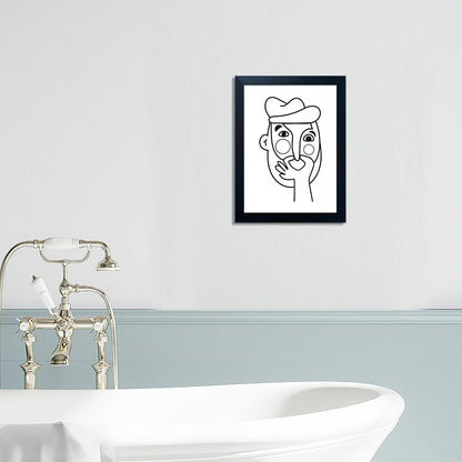 Regine Switzerland Funny Bathroom Wall Art - Modern Minimalist Canvas Print | Black & White Decor