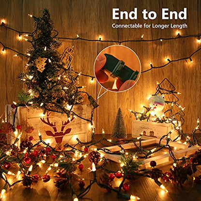 Toodour Warm White Christmas Lights 12.5ft 50 Count Indoor Outdoor String Lights - Connectable UL Certified Green Wire