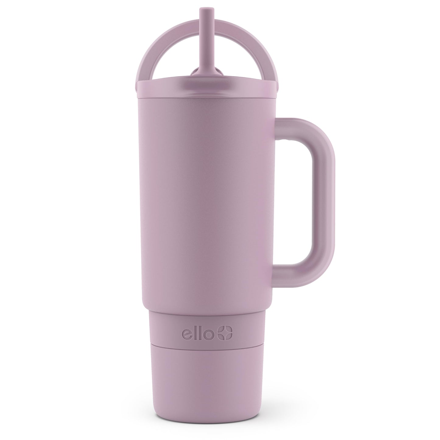 Ello Port 30oz Tumbler with Carry Loop & Integrated Handle | Vacuum Insulated Stainless Steel Reusable Water Bottle Travel Mug | Leak Proof Lid | Flexible Straw | BPA-Free | Dishwasher Safe | Mauve