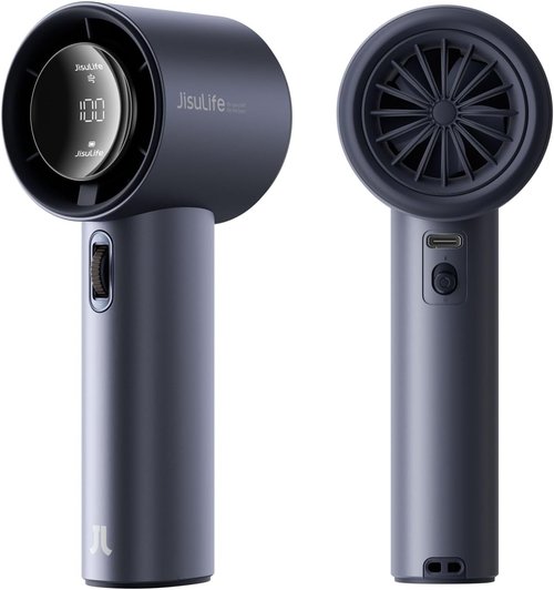 JISULIFE Portable Handheld Fan - Adjustable Speed Turbo Mini with 3600mAh Battery | Rechargeable, Blue
