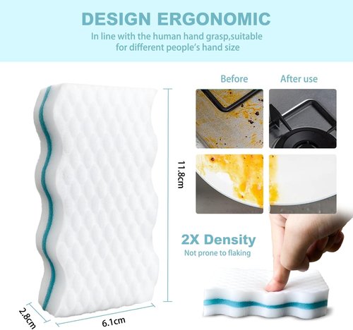 BINI'S Magic Sponge Eraser - Extra Durable Multi-Purpose Cleaner Pads | 6 Count for Shoes, Bathroom & Car