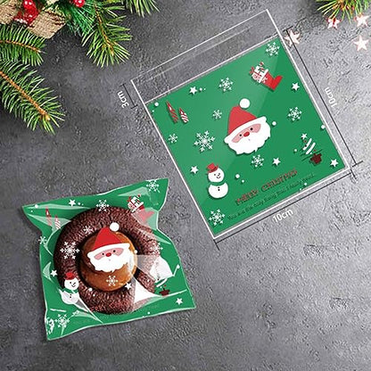 Christmas Treat Bags 100pcs Self-Adhesive Candy & Cookie Packaging Bags