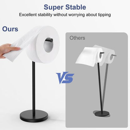 Matte Black Toilet Paper Holder Stand - Free Standing Stainless Steel Design | Holds 4 Rolls, 22.2" H