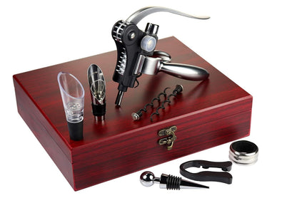Wine Opener Set,Wine Bottle Opener Including Foil Cutter, Bottle Stopper Pourer and Extra Spiral,Wine Corkscrew Set,Gift box Opener Kit.