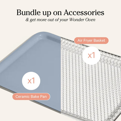Our Place Wonder Oven Essentials Kit - Extra Air Fryer Basket & Nonstick Bake Pan | Eco-Friendly Blue Salt