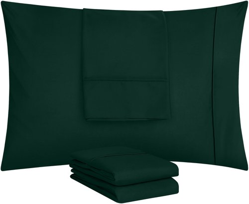 Utopia Bedding Standard Pillow Cases - 4 Pack - Envelope Closure - Soft Brushed Microfiber Fabric - Shrinkage and Fade Resistant Pillow Covers Standard Size 20 X 26 Inches (Standard, Emerald)