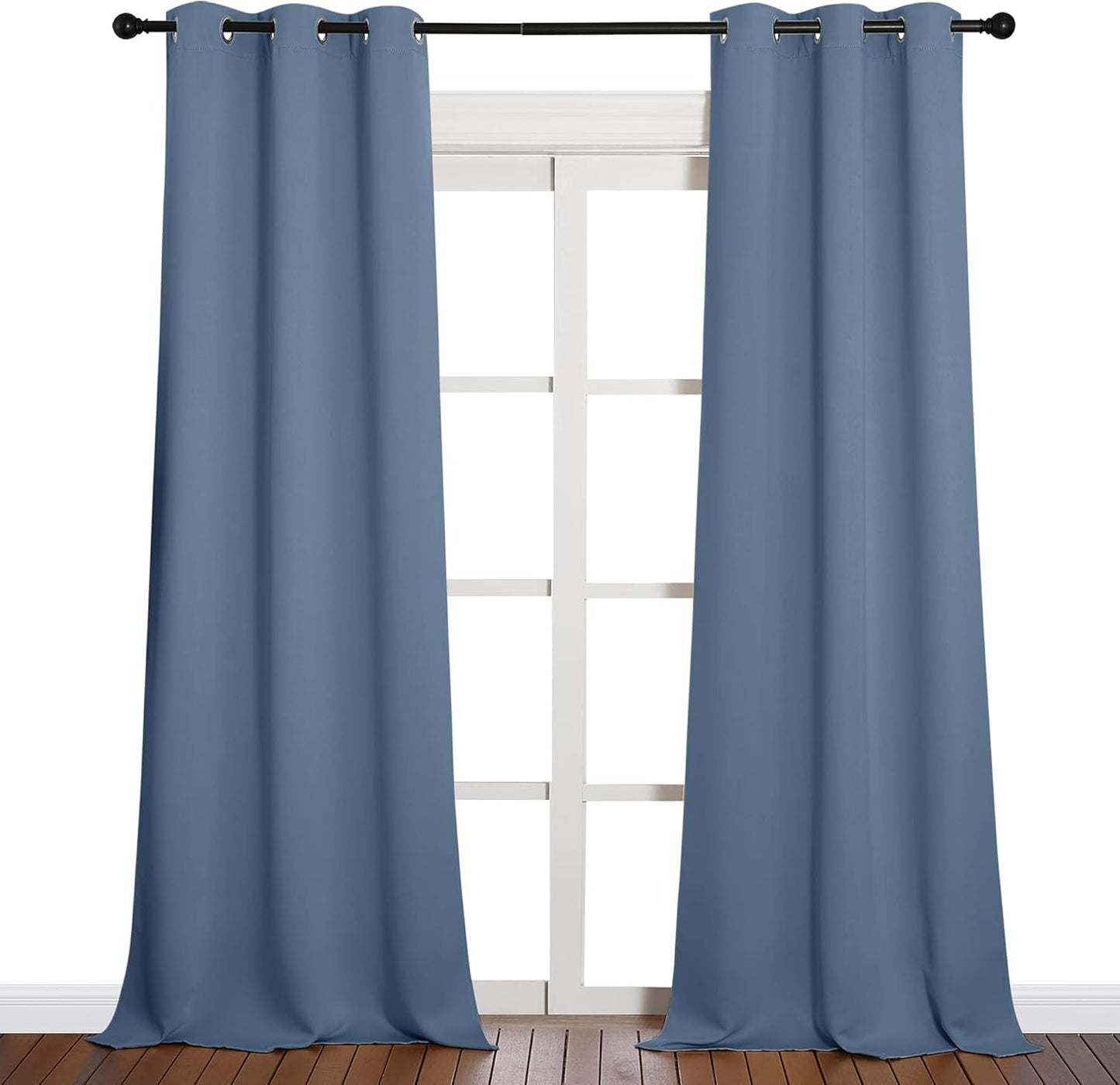 NICETOWN Blackout Curtains - Thermal Insulated Noise Reducing for Kids Room | Stone Blue, 90 Inches Long, 42 Inches Wide