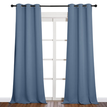 NICETOWN Living Room Blackout Curtains 90 inches Long, Thermal Insulated Noise Reducing Curtains for Unicorn Theam Kids Room (Stone Blue, 42 inches Wide, 1 Pair)