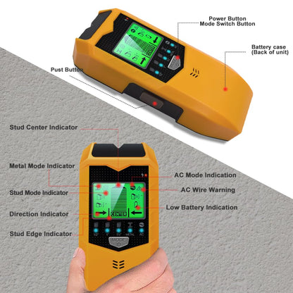 Stud Finder Wall Scanner, 5 in 1 Stud Detector with HD LCD Display for Center and Edge of Wood Metal AC Wire