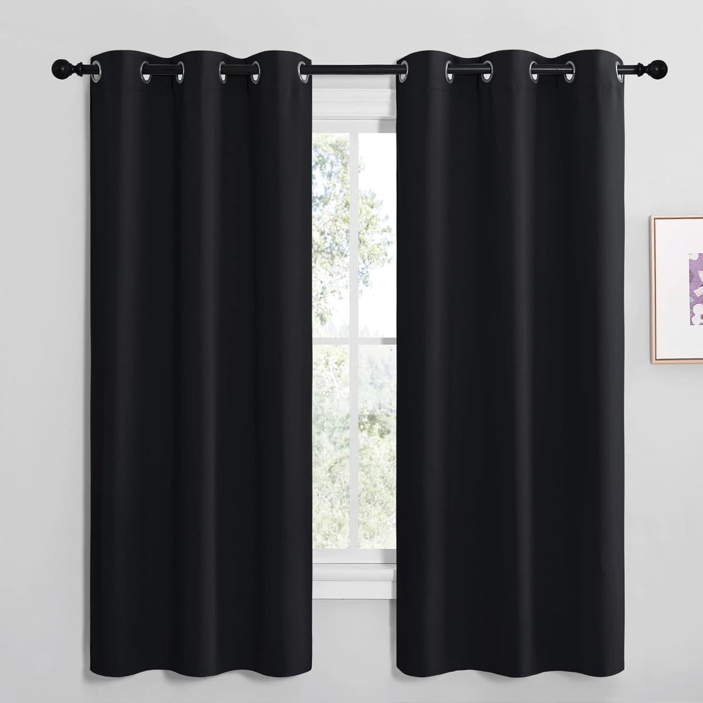 NICETOWN Blackout Thermal Curtains - Insulated Grommet Drapery Panels for Windows | 42" x 68" Black (2 Panels)