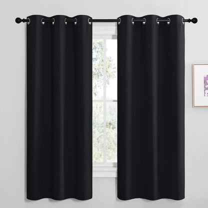 NICETOWN Blackout Thermal Curtains - Insulated Grommet Drapery Panels for Windows | 42" x 68" Black (2 Panels)