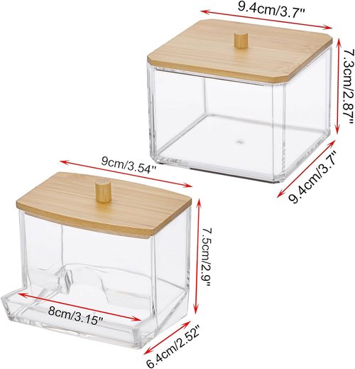 Hipiwe Acrylic Canister Jar Set - Clear Bathroom Dispenser for Q-Tips & Cotton Balls | 2 Pack
