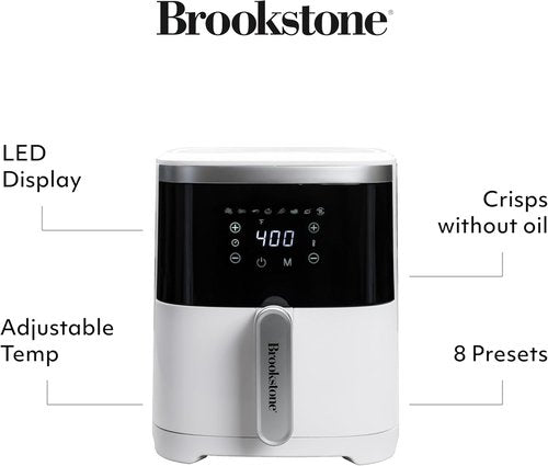 Brookstone Air Fryer - 4.5 Qt, 1300W Oil-Free Kitchen Appliance with LED Display & 8 Cooking Presets