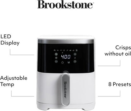 Brookstone Air Fryer - 4.5 Qt, 1300W Oil-Free Kitchen Appliance with LED Display & 8 Cooking Presets